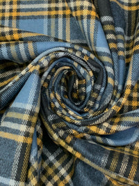 Silver Lake Blue/Goldenrod/Multi 100% Cotton Plaid Weave Tahoe Flannel - Robert Kaufman - 44W