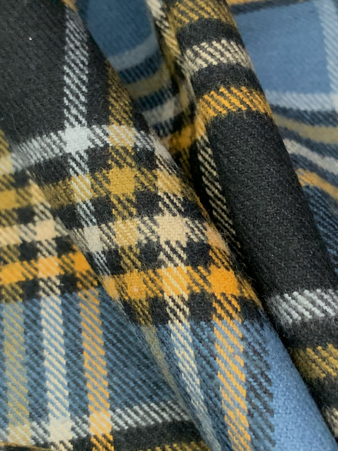 Silver Lake Blue/Goldenrod/Multi 100% Cotton Plaid Weave Tahoe Flannel - Robert Kaufman - 44W