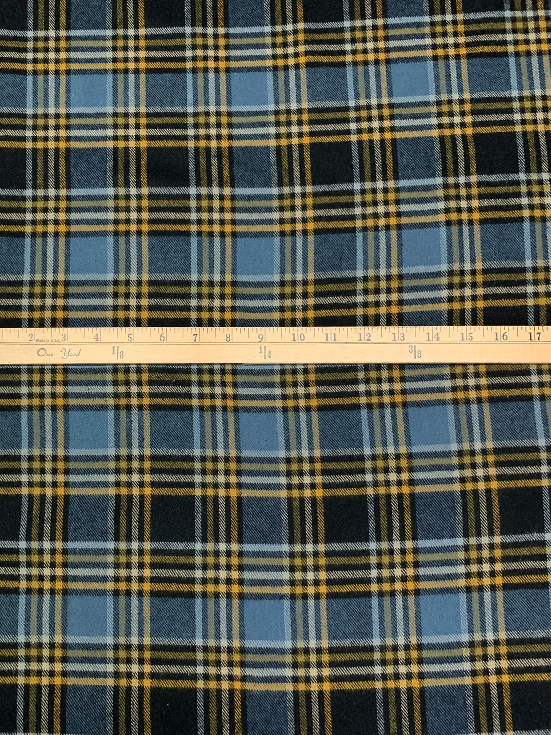 Silver Lake Blue/Goldenrod/Multi 100% Cotton Plaid Weave Tahoe Flannel - Robert Kaufman - 44W