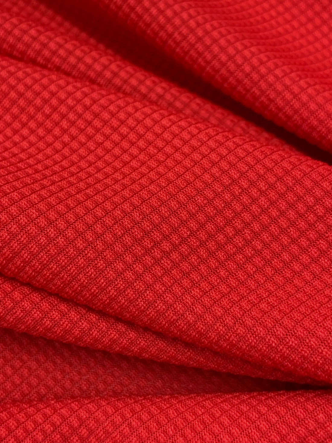 Cadmium Red 100% Polyester Performance Grid Activewear Knit - Polartec - 52W