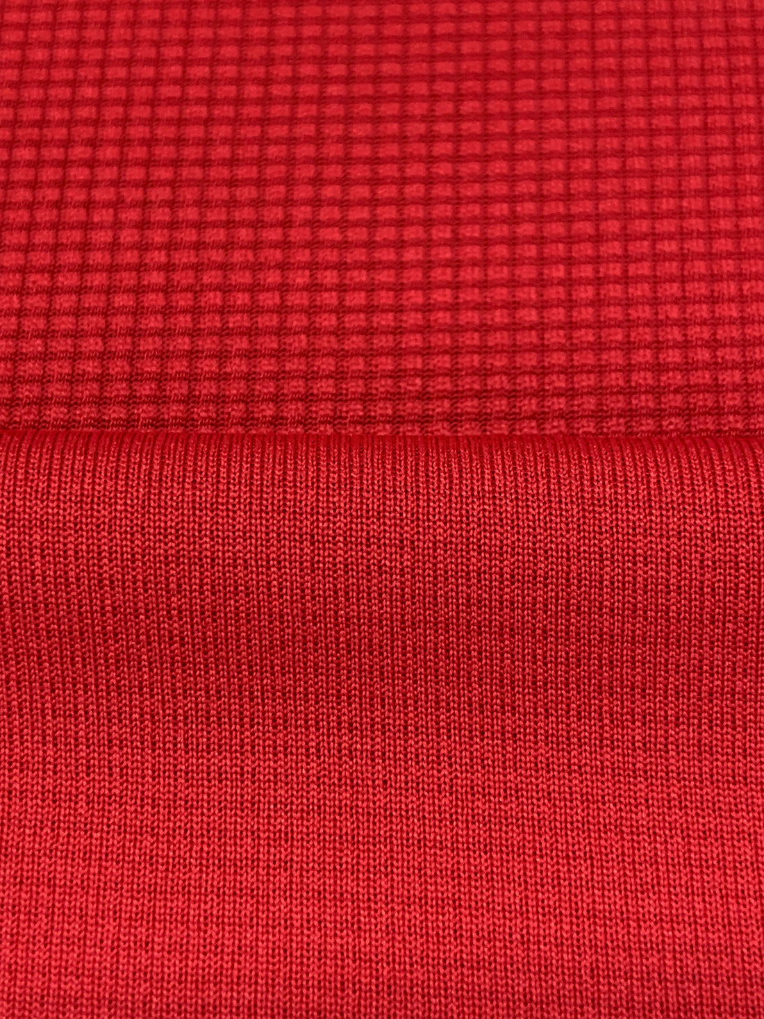 Cadmium Red 100% Polyester Performance Grid Activewear Knit - Polartec - 52W