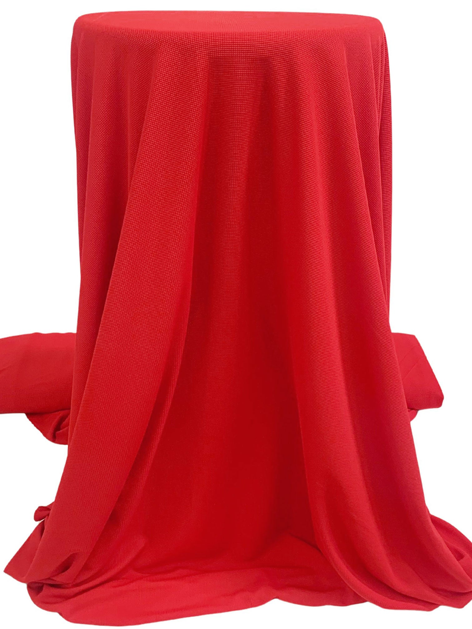 Cadmium Red 100% Polyester Performance Grid Activewear Knit