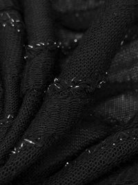 Black/Silver 100% Polyester Horizontal Wavy Stripe Knit - Famous Dress Designer - 56W