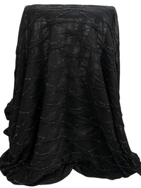 Black/Silver 100% Polyester Horizontal Wavy Stripe Knit - Famous Dress Designer - 56W