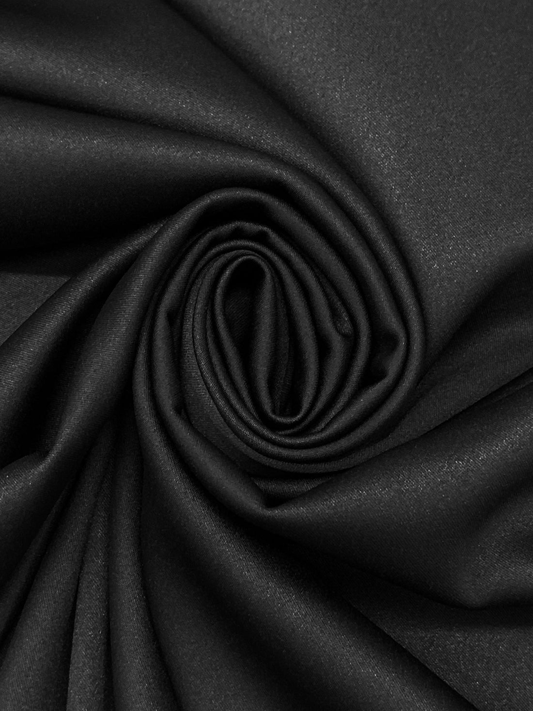 Black Polyester/Lycra Stretch Satin Twill Suiting - Famous Dress Designer - 62W