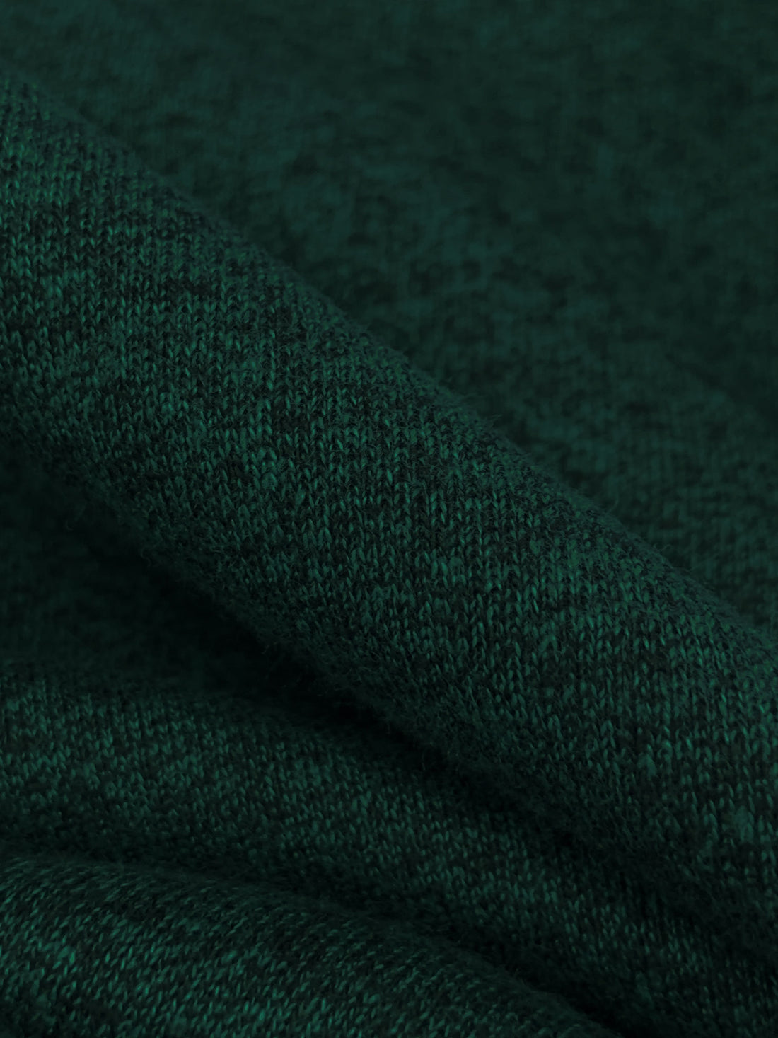 Deep Jungle Green Cotton/Polyester Heathered Tubular Rib Knit 29W