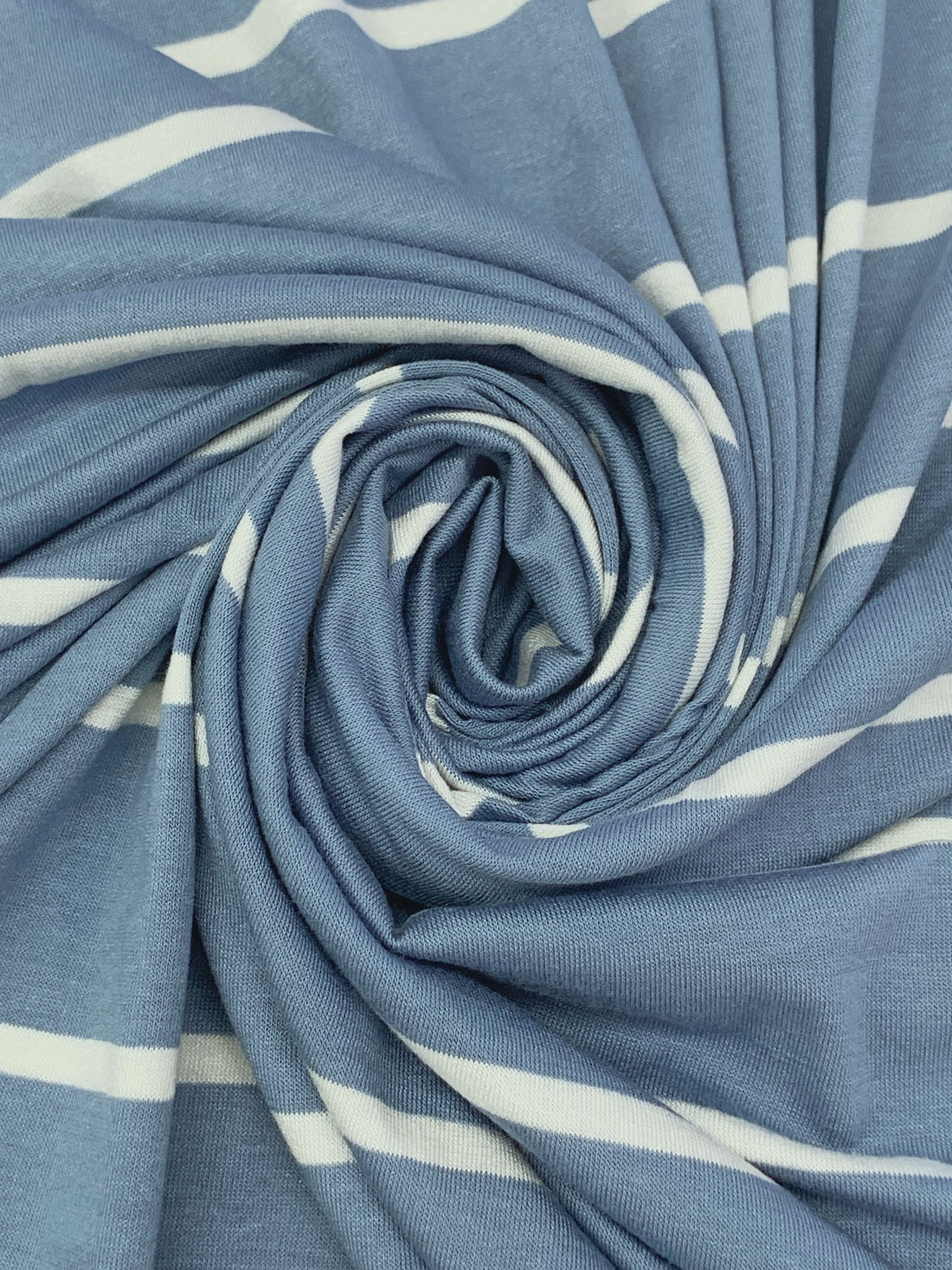 Air Force Blue/White Rayon/Lycra Horizontal Stripe Jersey Knit 58W