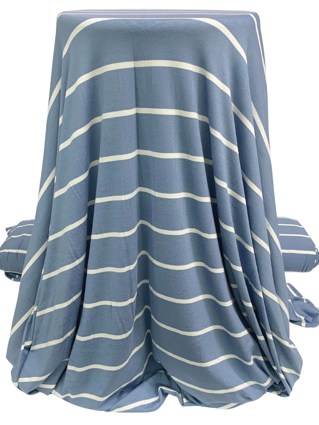 Air Force Blue/White Rayon/Lycra Horizontal Stripe Jersey Knit 58W