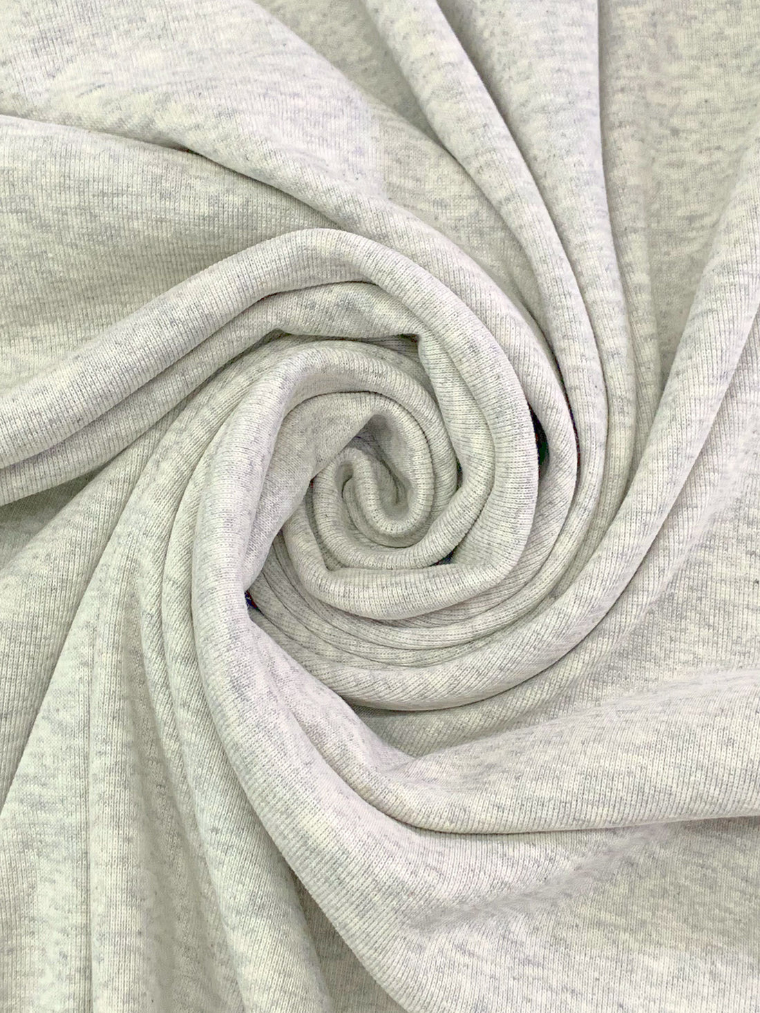 Palest Gray Cotton/Polyester Heathered Tubular Rib Knit 28W