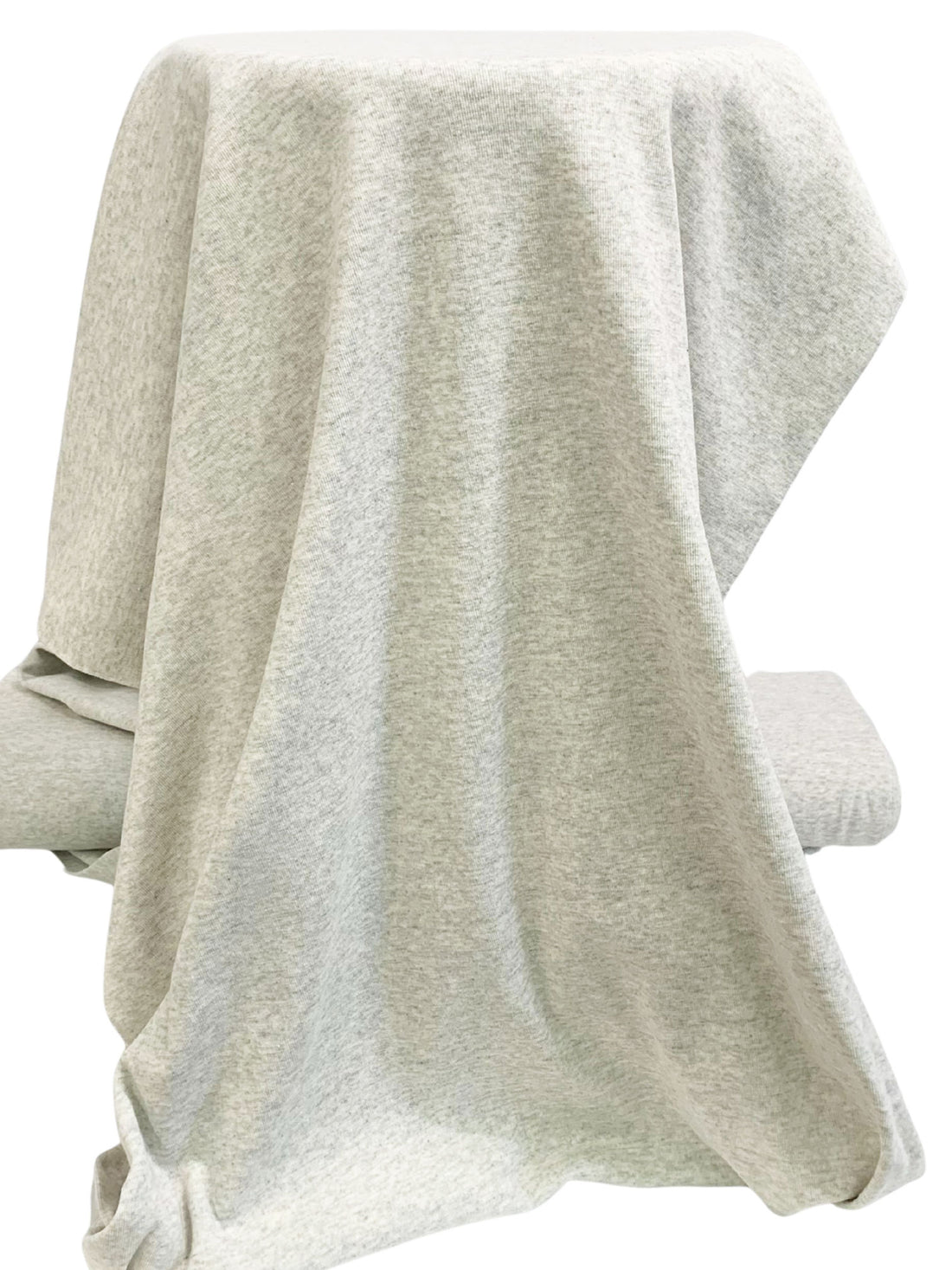 Palest Gray Cotton/Polyester Heathered Tubular Rib Knit 28W