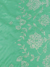 Spring Green 100% Polyester Glitter Dot Floral Single Border Shimmer Satin 57W