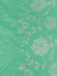 Spring Green 100% Polyester Glitter Dot Floral Single Border Shimmer Satin 57W