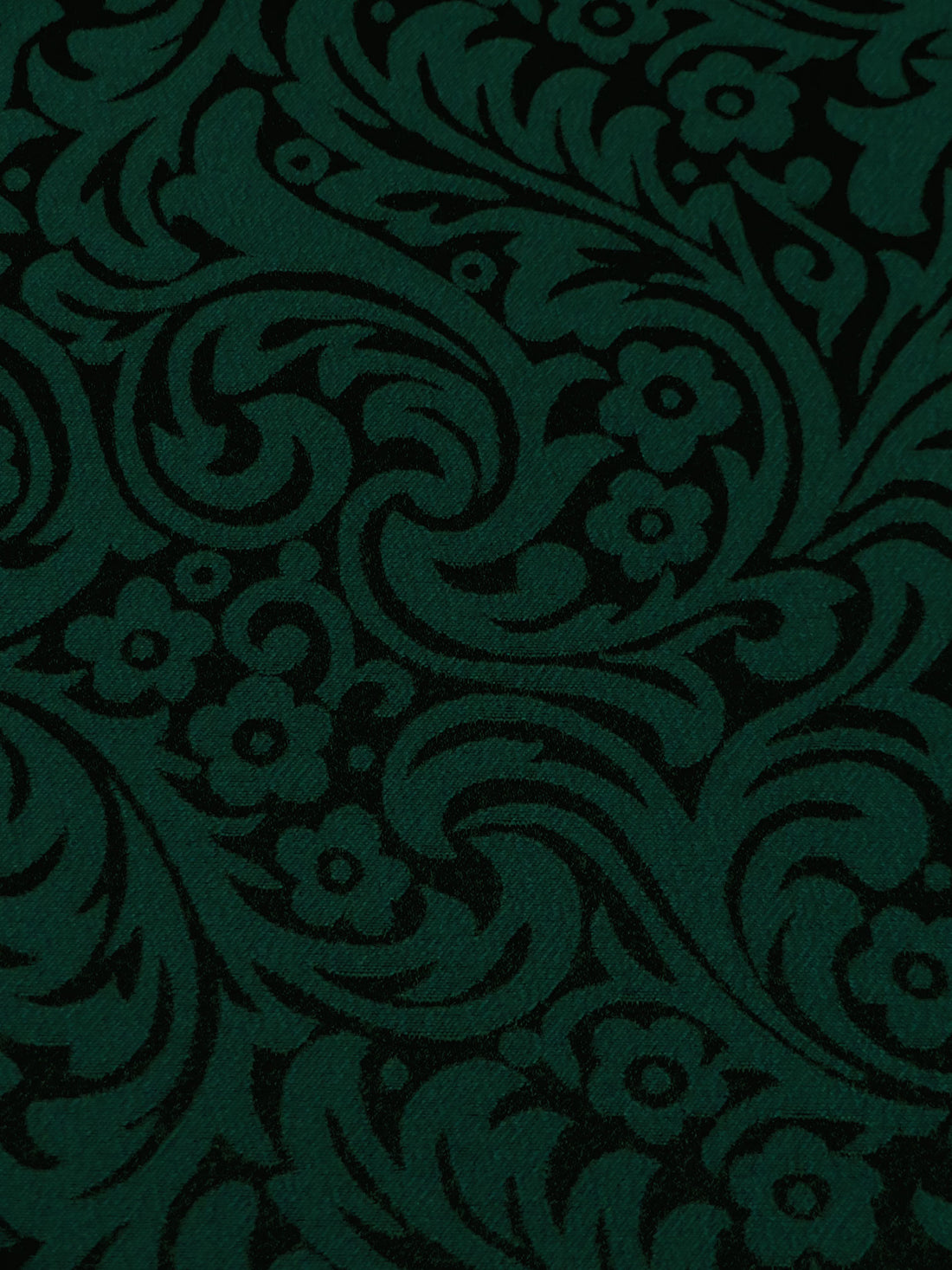 Dark Green/Black 100% Polyester Ornate Scroll Weave Jacquard Woven - Famous Dress Designer - 57W