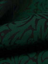 Dark Green/Black 100% Polyester Ornate Scroll Weave Jacquard Woven - Famous Dress Designer - 57W