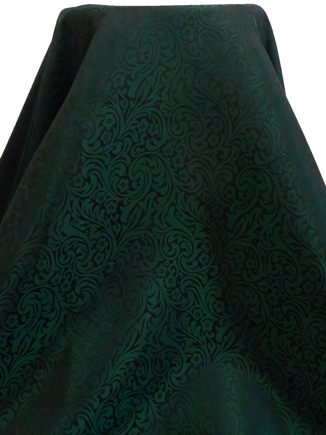 Dark Green/Black 100% Polyester Ornate Scroll Weave Jacquard Woven - Famous Dress Designer - 57W