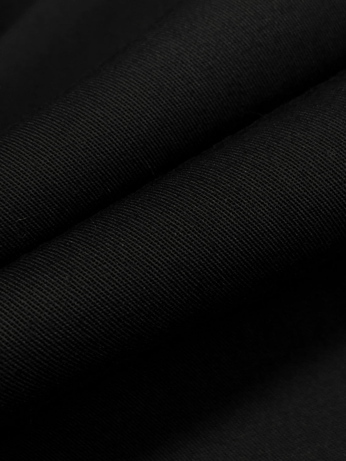 Rich Black Polyester/Cotton Twill Suiting 56W