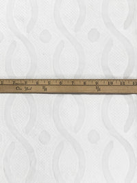 White 100% Cotton Vertical Helix-Look Weave Jacquard Shirting - Famous Dress Designer - 53W