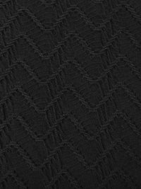 Black Polyester/Lycra Novelty Textured Chevron Weave Knit 58W