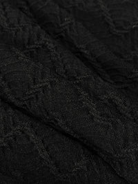 Black Polyester/Lycra Novelty Textured Chevron Weave Knit 58W