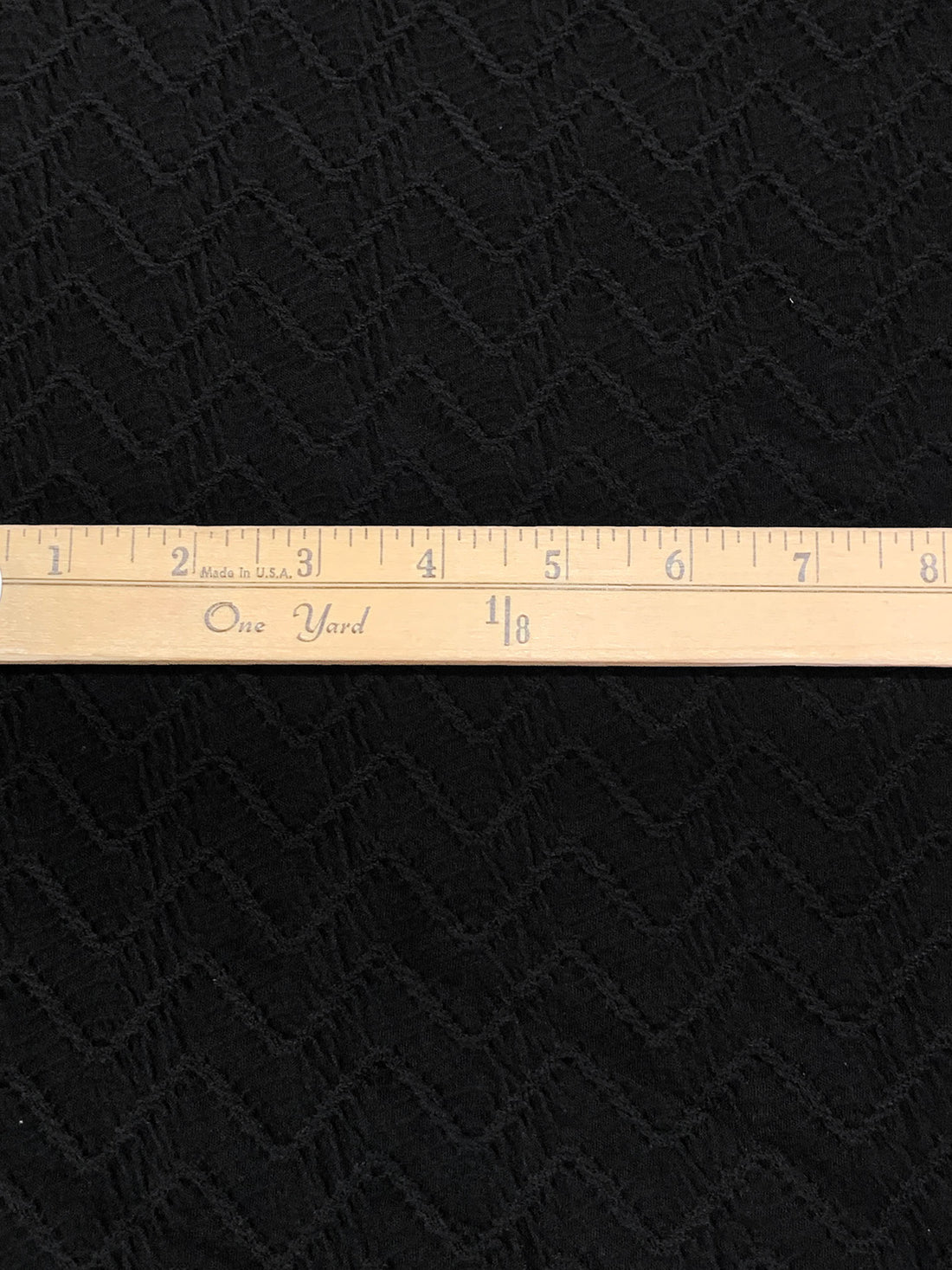 Black Polyester/Lycra Novelty Textured Chevron Weave Knit 58W