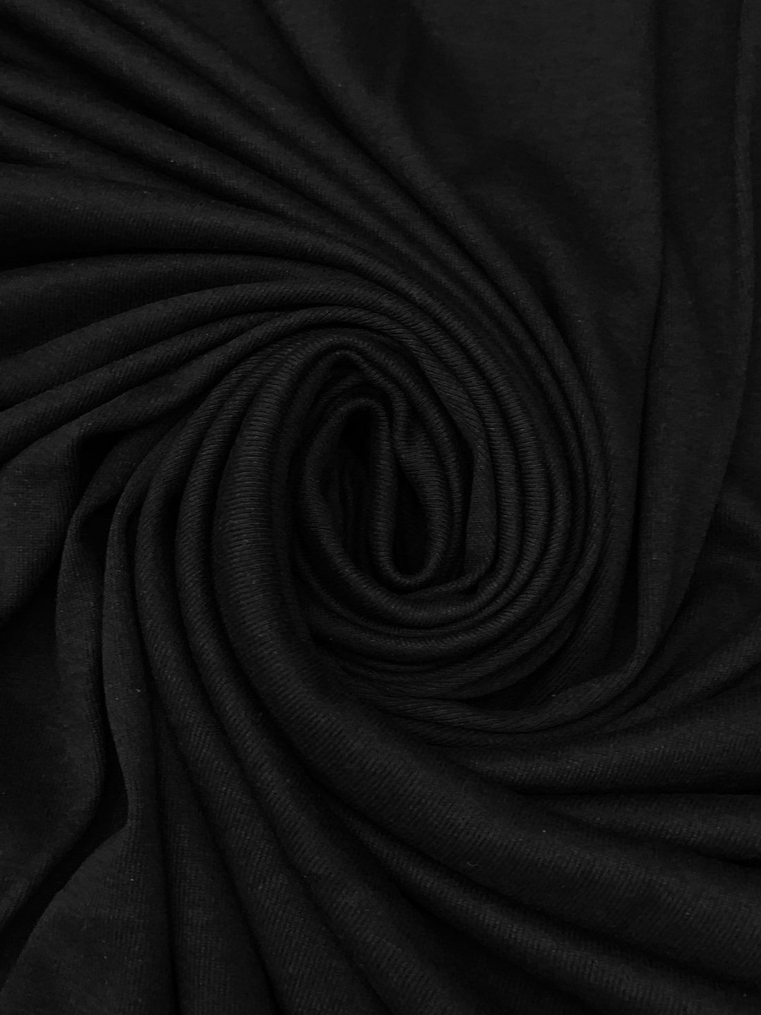 Black 100% Cotton 1x1 Rib Knit 64W