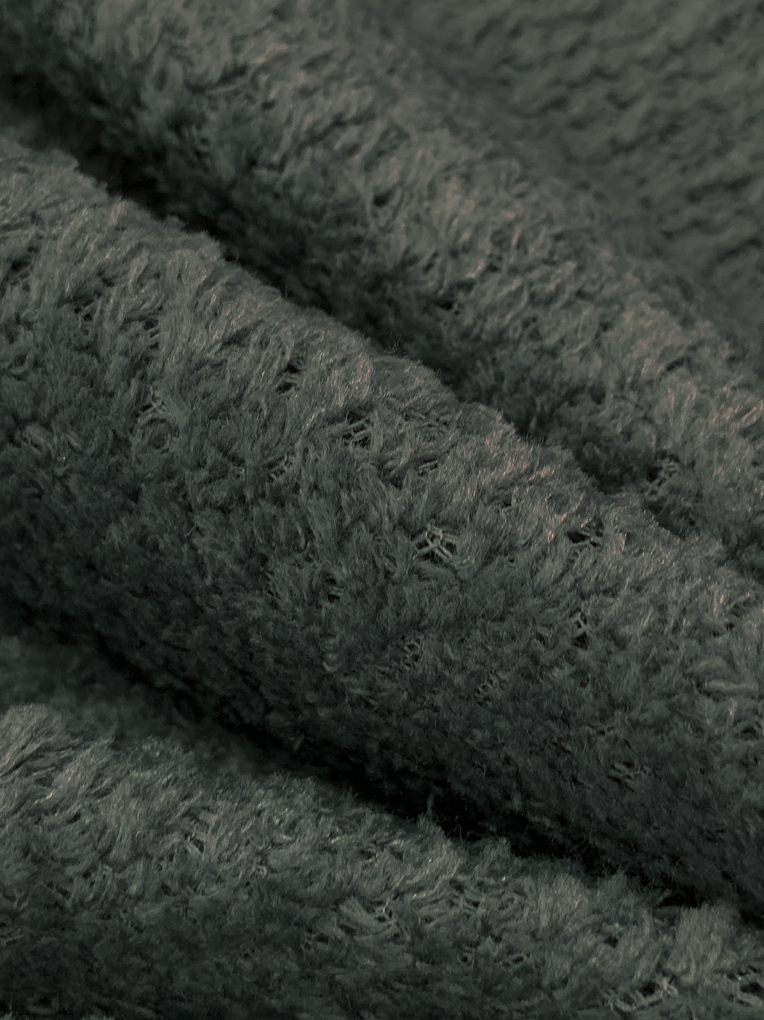 Dim Gray 100% Polyester Furry Open Weave Fleece Knit 54W