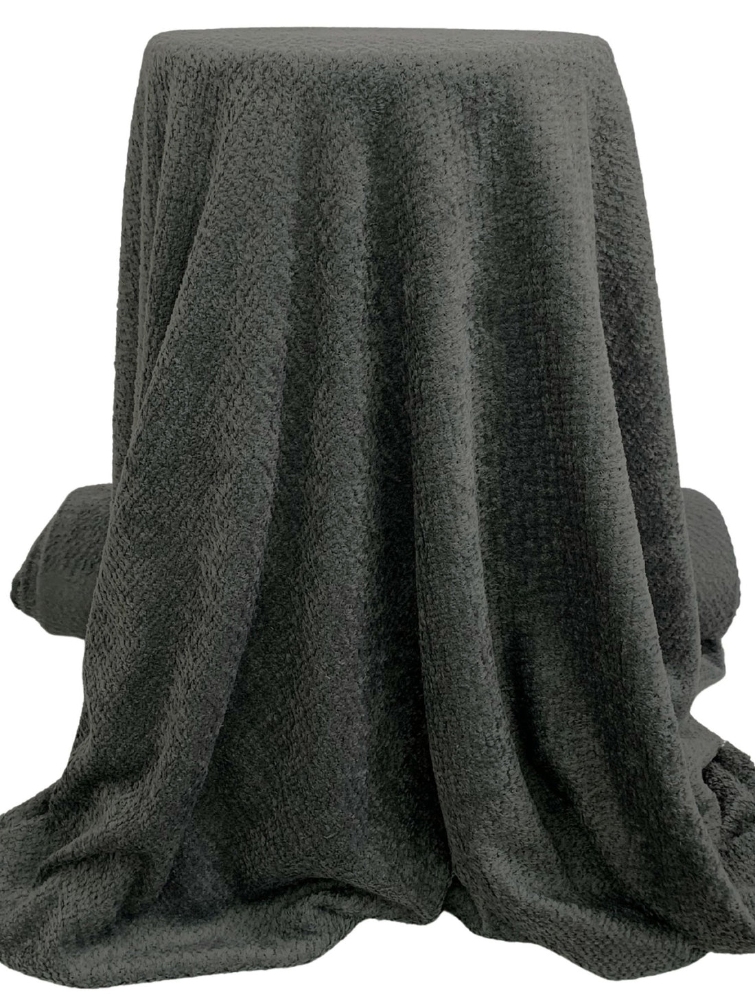 Dim Gray 100% Polyester Furry Open Weave Fleece Knit 54W