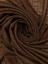 Hickory Brown/Gold Polyester/Lycra Shimmer Lace Knit 58W