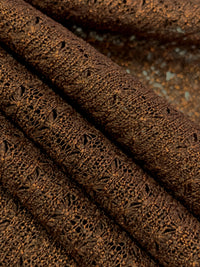 Hickory Brown/Gold Polyester/Lycra Shimmer Lace Knit 58W