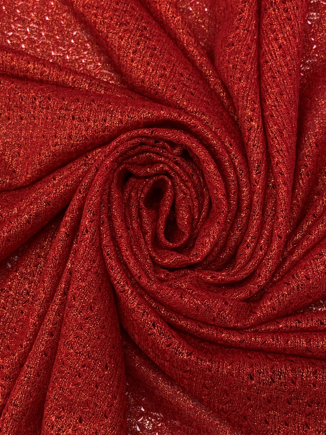 Crimson Red/Gold Polyester/Lycra Shimmer Lace Knit 56W