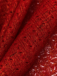 Crimson Red/Gold Polyester/Lycra Shimmer Lace Knit 56W