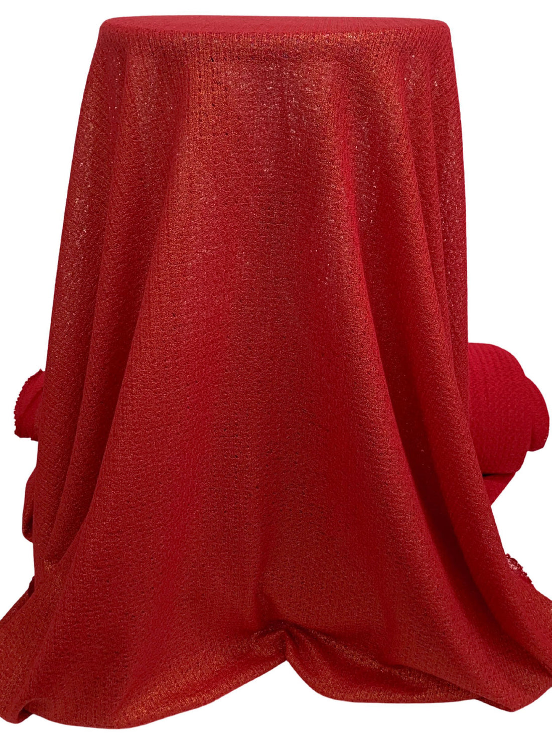 Crimson Red/Gold Polyester/Lycra Shimmer Lace Knit 56W