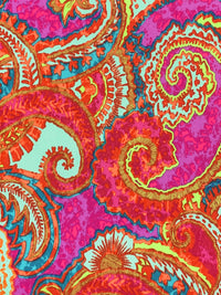 Mandarin/Deep Fuchsia/Mint/Multi Polyester/Lycra Stylized Scrolls Print ITY Knit 56W