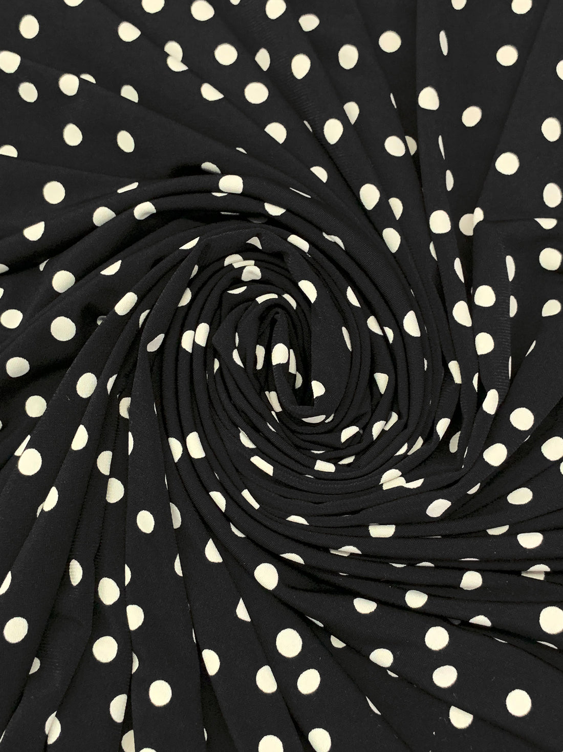 Black/Off-White Polyester/Lycra Scattered Dot Print ITY Knit 59W