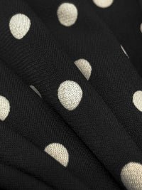 Black/Off-White Polyester/Lycra Scattered Dot Print ITY Knit 59W