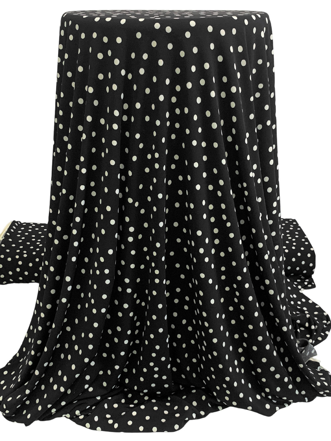 Black/Off-White Polyester/Lycra Scattered Dot Print ITY Knit 59W