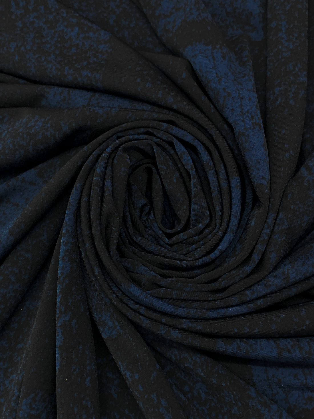 Dark Imperial Blue/Black Polyester/Lycra Abstract Splotch Print ITY Knit 59W