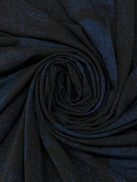 Dark Imperial Blue/Black Polyester/Lycra Abstract Splotch Print ITY Knit 59W