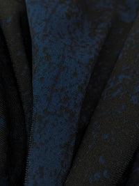 Dark Imperial Blue/Black Polyester/Lycra Abstract Splotch Print ITY Knit 59W