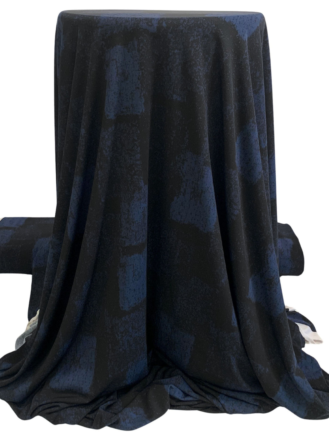 Dark Imperial Blue/Black Polyester/Lycra Abstract Splotch Print ITY Knit 59W
