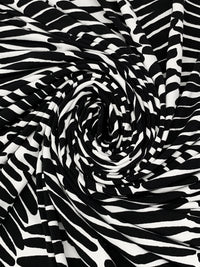 Black/White Polyester/Lycra Abstract Broken-Herringbone-Look Print ITY Knit 59W