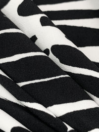 Black/White Polyester/Lycra Abstract Broken-Herringbone-Look Print ITY Knit 59W