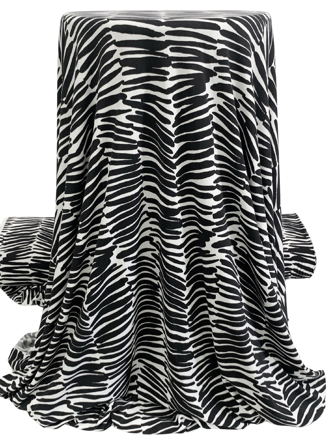 Black/White Polyester/Lycra Abstract Broken-Herringbone-Look Print ITY Knit 59W