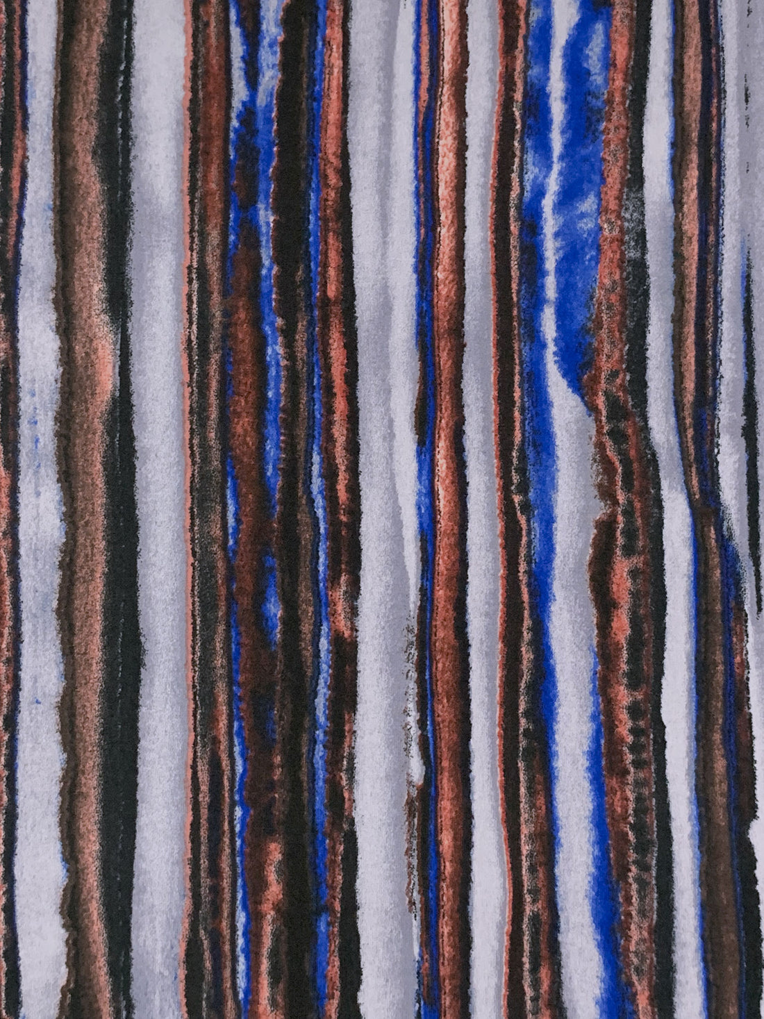 Ultramarine/Cadet Gray/Multi Polyester/Lycra Vertical Rugged Stripe Print ITY Knit 59W