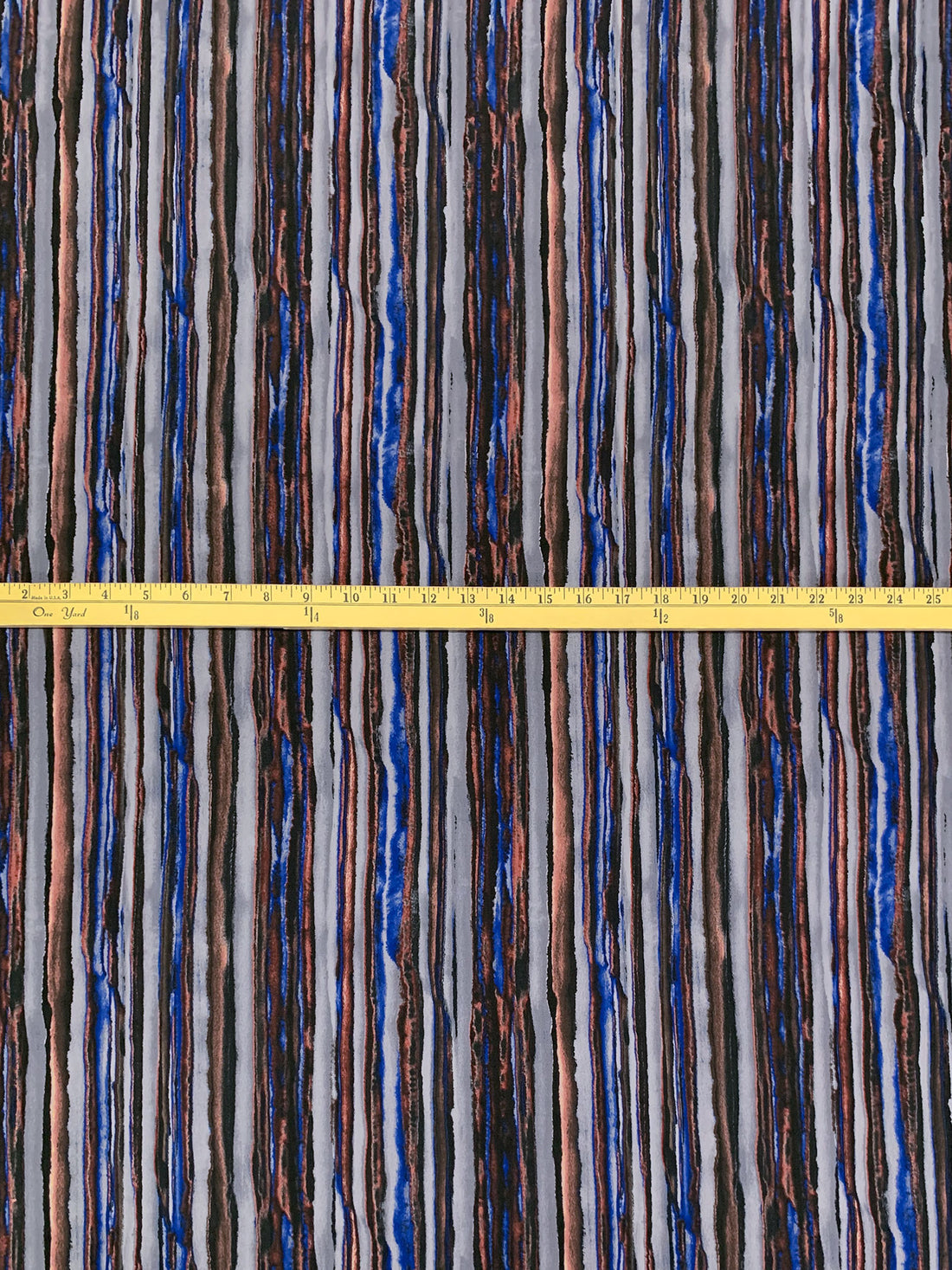 Ultramarine/Cadet Gray/Multi Polyester/Lycra Vertical Rugged Stripe Print ITY Knit 59W