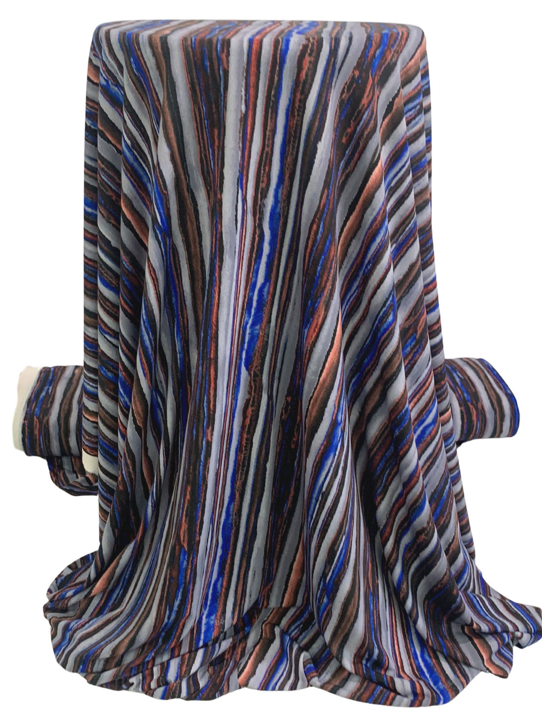 Ultramarine/Cadet Gray/Multi Polyester/Lycra Vertical Rugged Stripe Print ITY Knit 59W