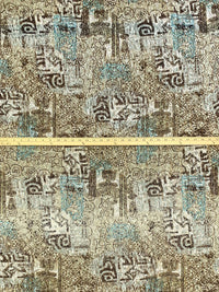 Terra Brown/Steel Blue/Off-White/Multi 100% Polyester Abstract Print Lace Netting 55W