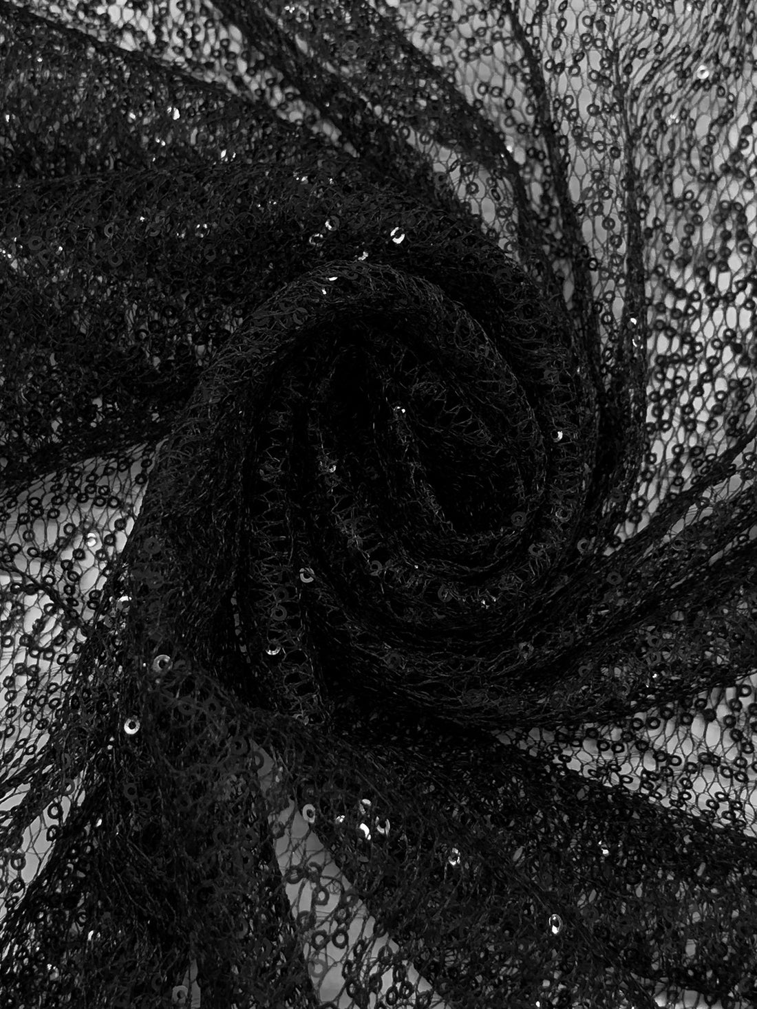 Black 100% Nylon Mini Sequins On Netting 50W