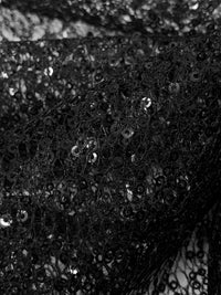 Black 100% Nylon Mini Sequins On Netting 50W