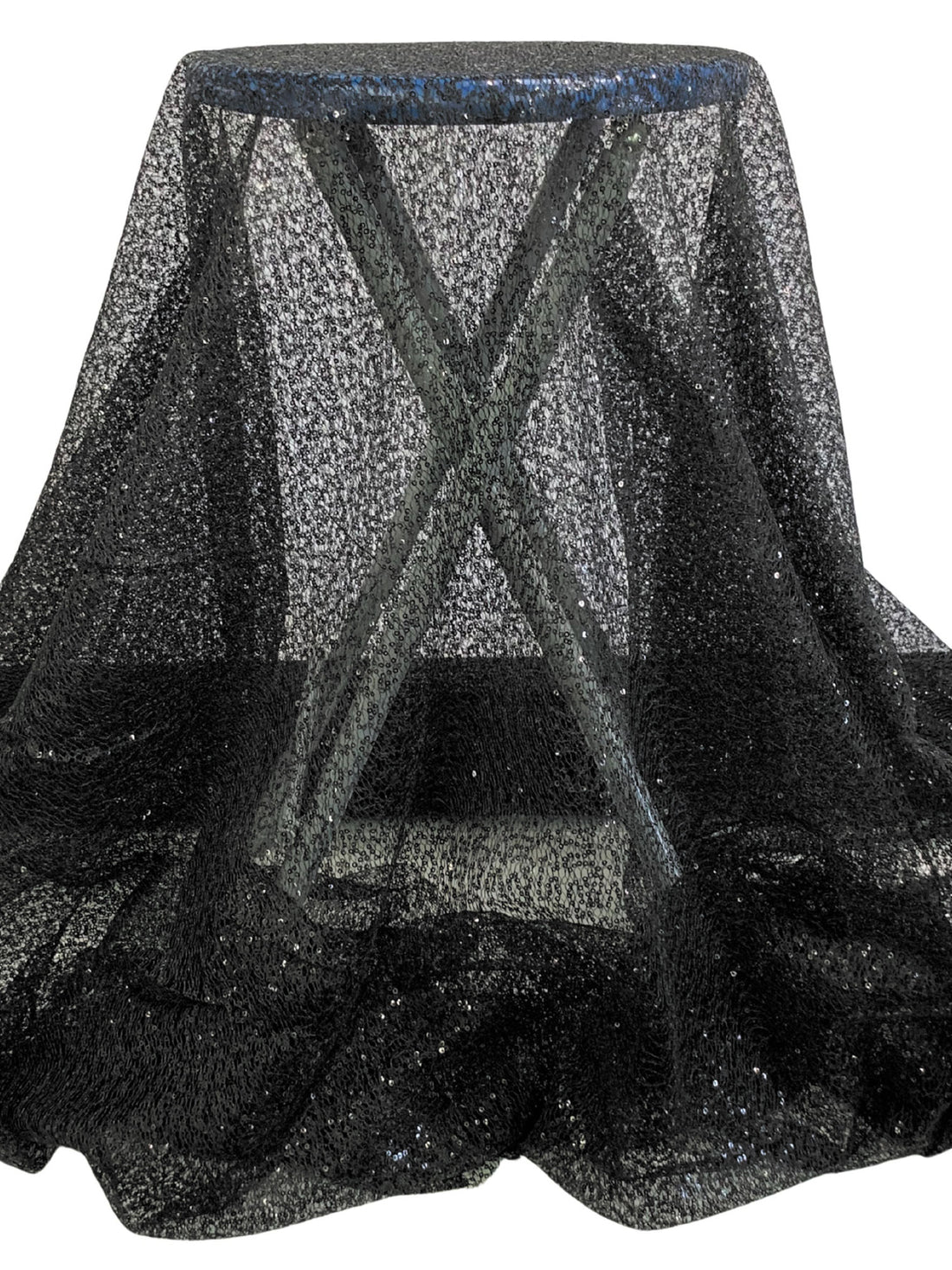 Black 100% Nylon Mini Sequins On Netting 50W